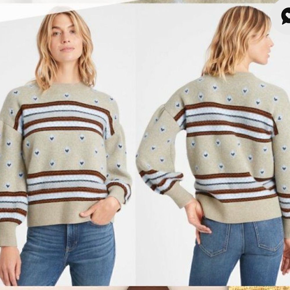 BANANA REPUBLIC Fair Isle Balloon Sleeve Sweater-LP